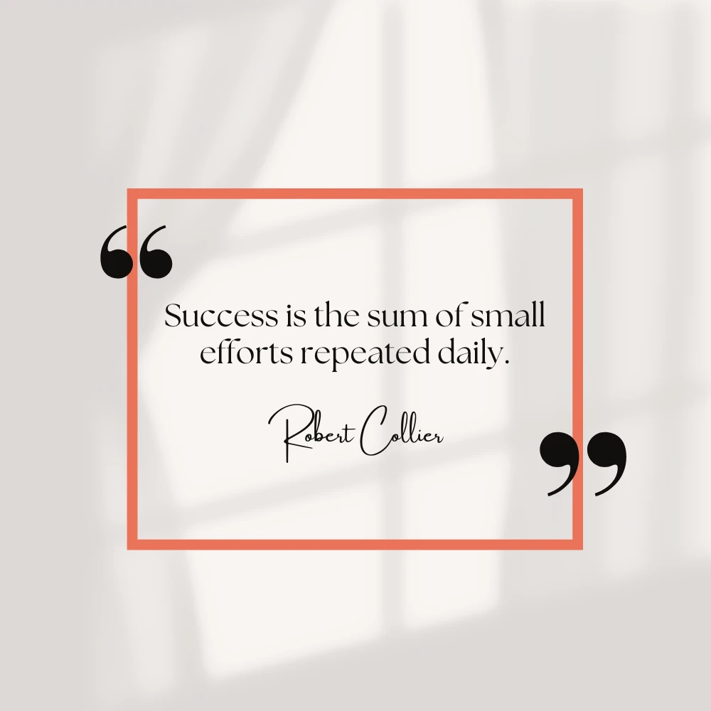 Success is the sum of small efforts repeated daily. -Robert Collier